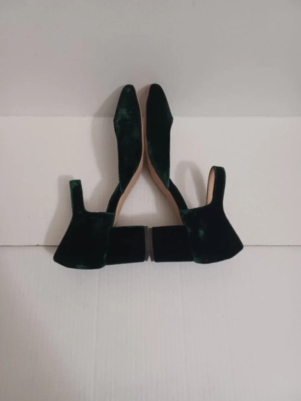 J.CREW MILLIE VELVET ANKLE STRAP HEELS SPRUCE GREEN SIZE 9.5